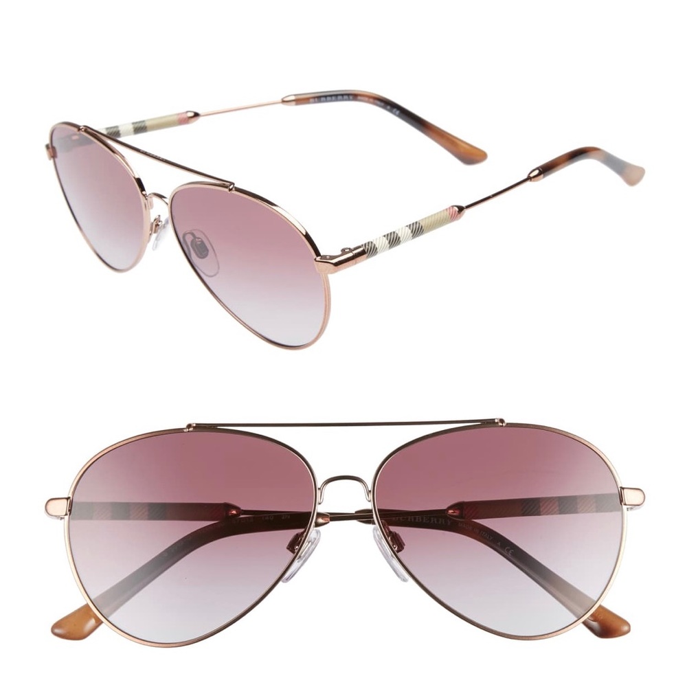 Burberry 57mm Mirrored Aviator Sunglasses
